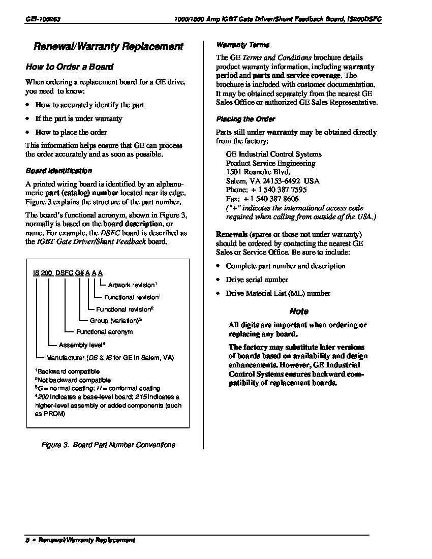 First Page Image of IS200DSFCG1A IGBT Gate Driver Shunt Feedback Board Renewal Replacement.pdf